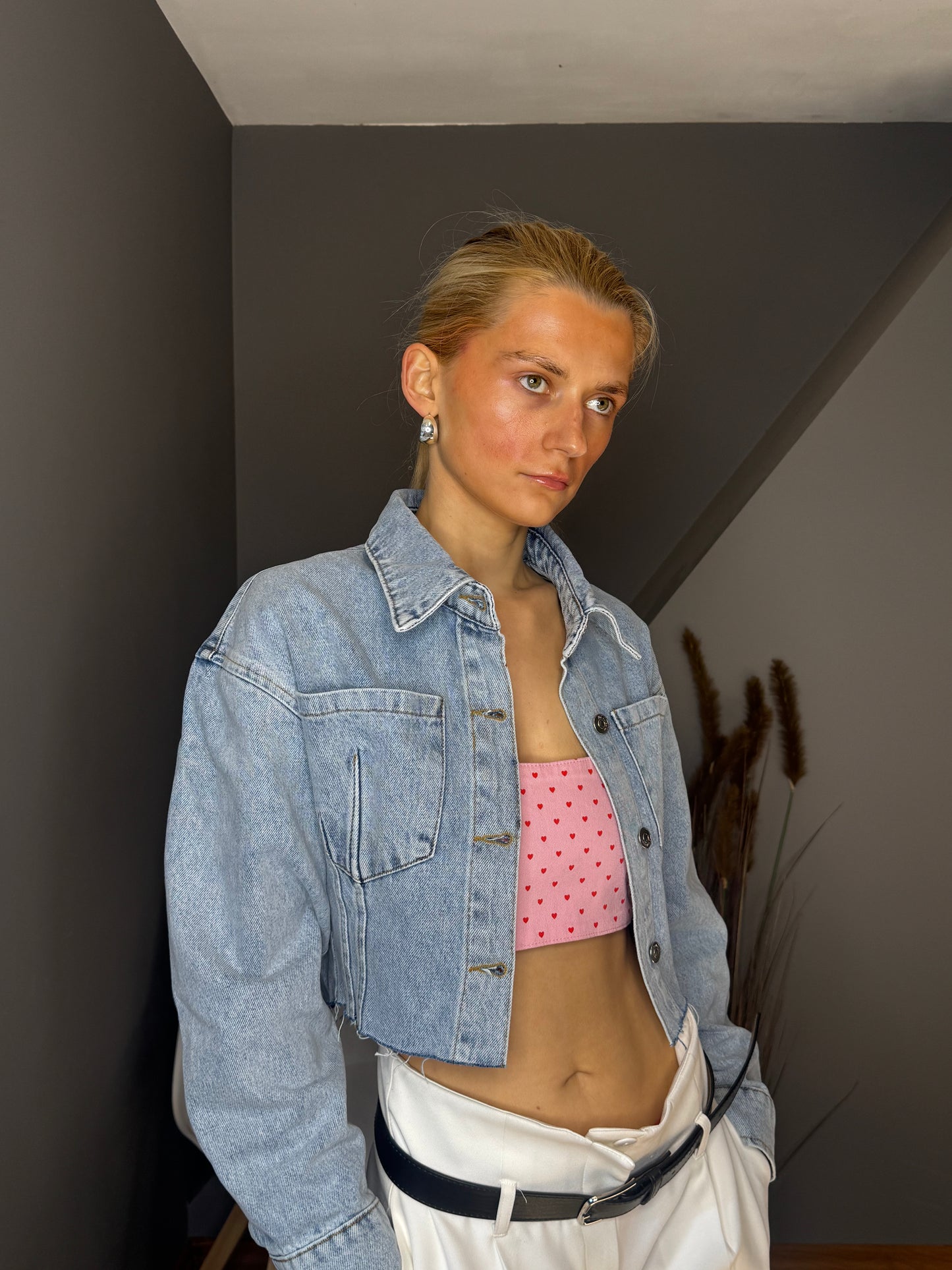 Darcey gaiši zila īsa džinsa jaka