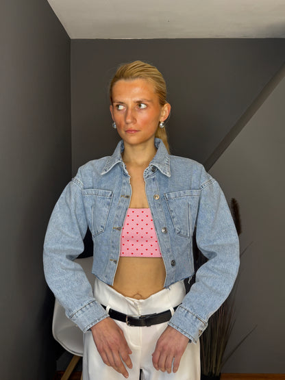 Darcey gaiši zila īsa džinsa jaka