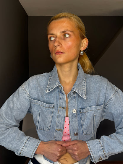 Darcey gaiši zila īsa džinsa jaka