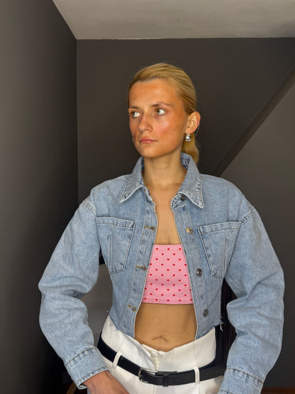 Darcey gaiši zila īsa džinsa jaka