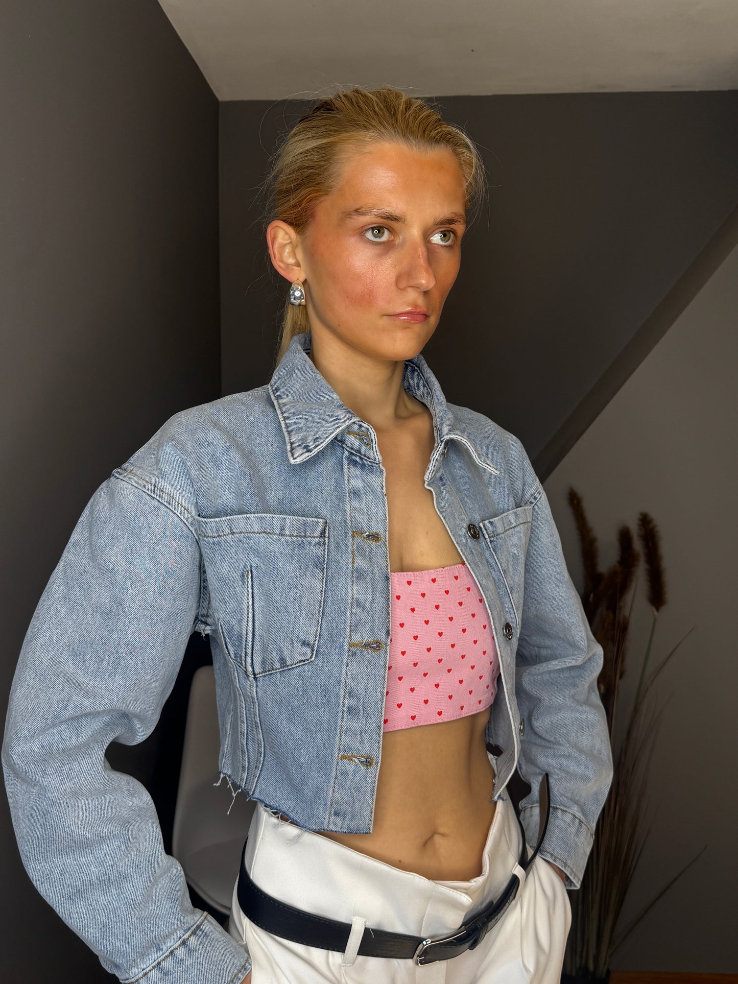 Darcey gaiši zila īsa džinsa jaka