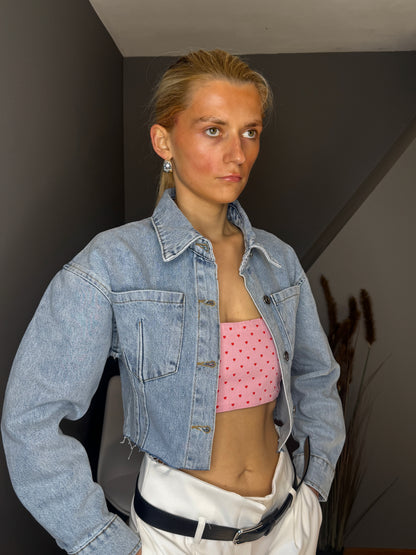 Darcey gaiši zila īsa džinsa jaka