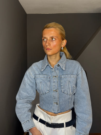 Darcey gaiši zila īsa džinsa jaka