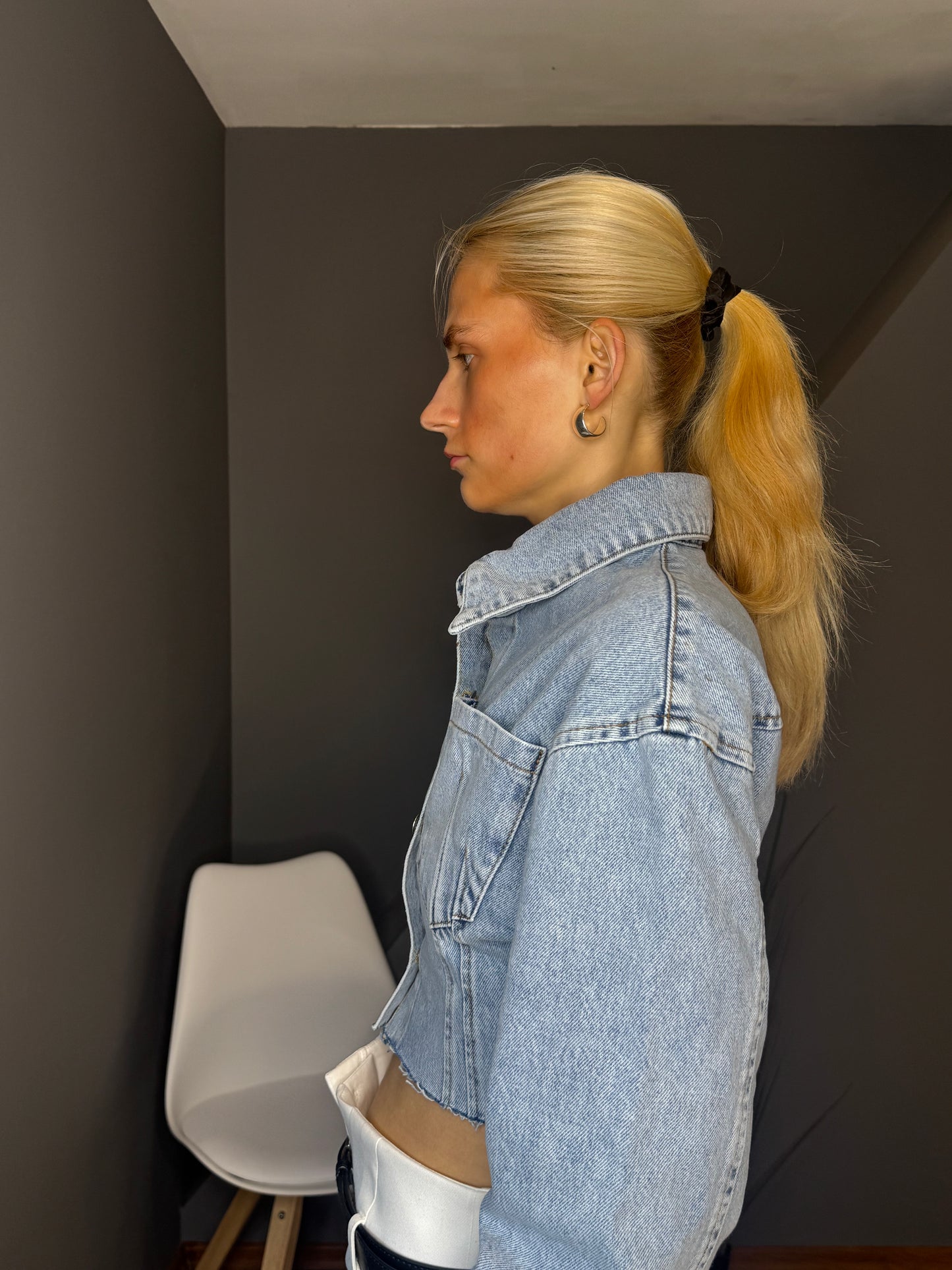 Darcey gaiši zila īsa džinsa jaka