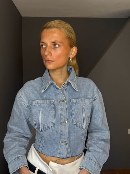 Darcey gaiši zila īsa džinsa jaka