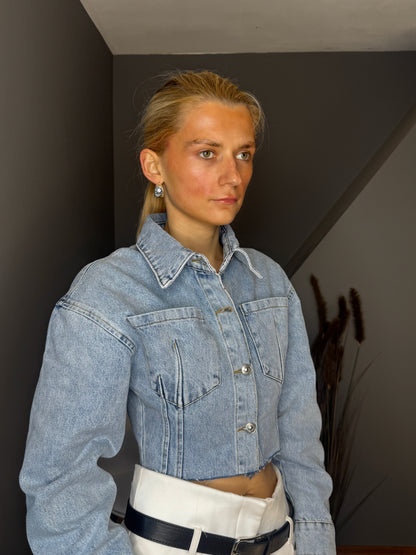 Darcey gaiši zila īsa džinsa jaka