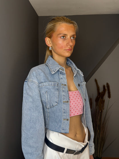 Darcey gaiši zila īsa džinsa jaka