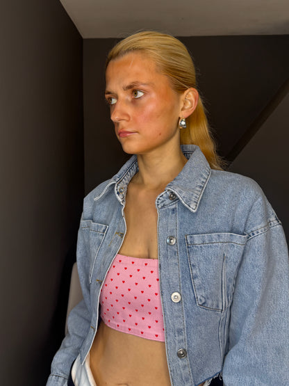 Darcey gaiši zila īsa džinsa jaka