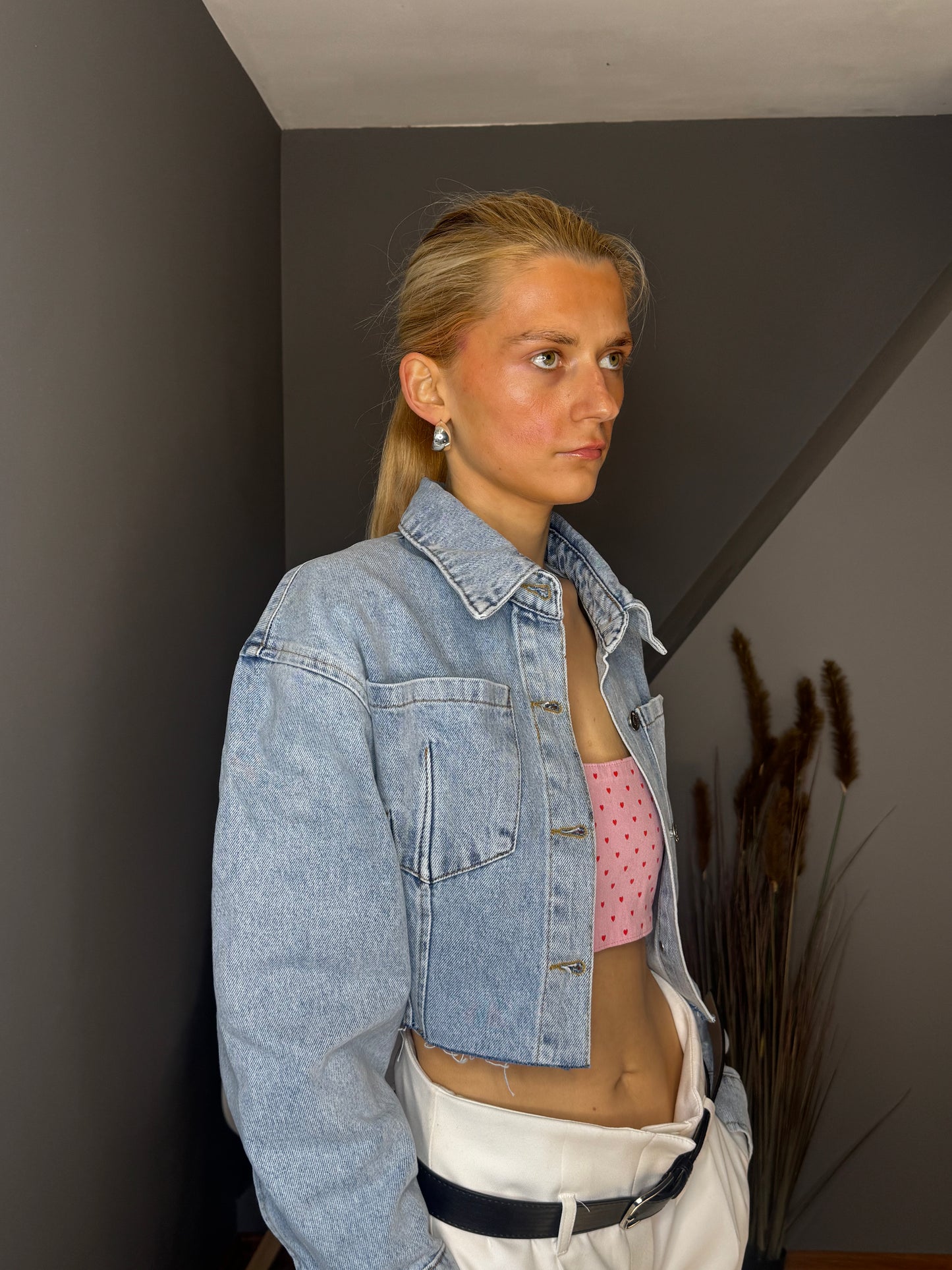 Darcey gaiši zila īsa džinsa jaka