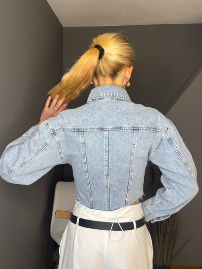 Darcey gaiši zila īsa džinsa jaka