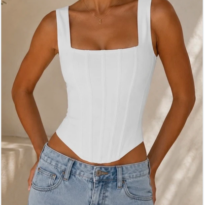 Balts koresetes tops