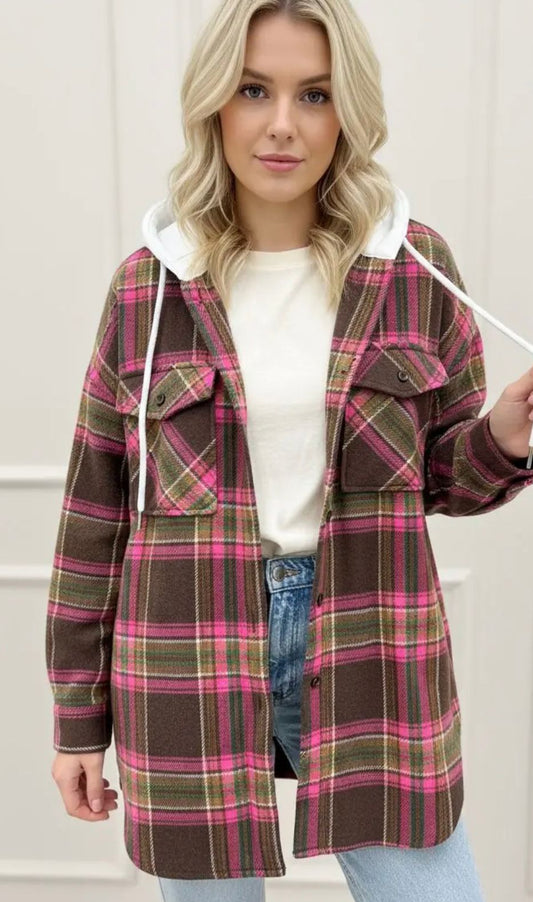 Rūtaina blūze ar kapuci