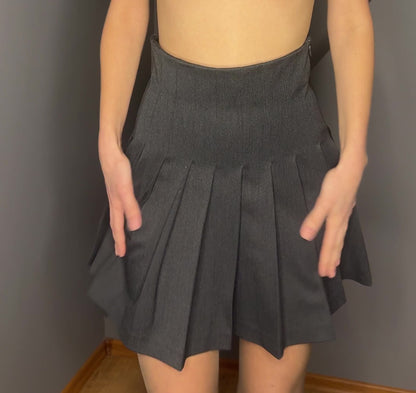 Plisēti mini svārki,antracīts
